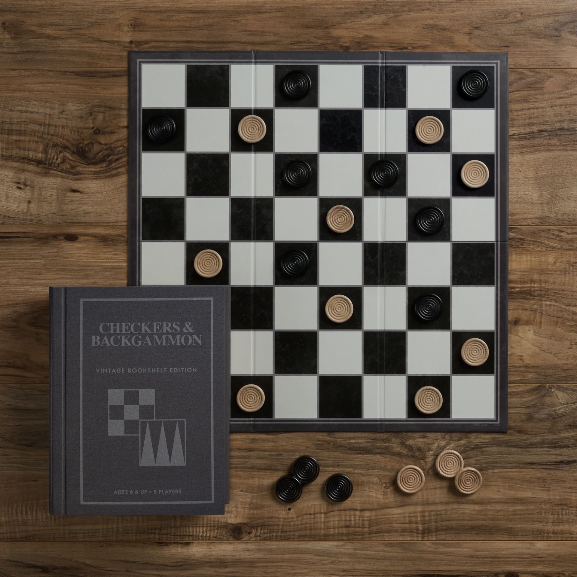 Checkers & Backgammon Vintage Bookshelf Game