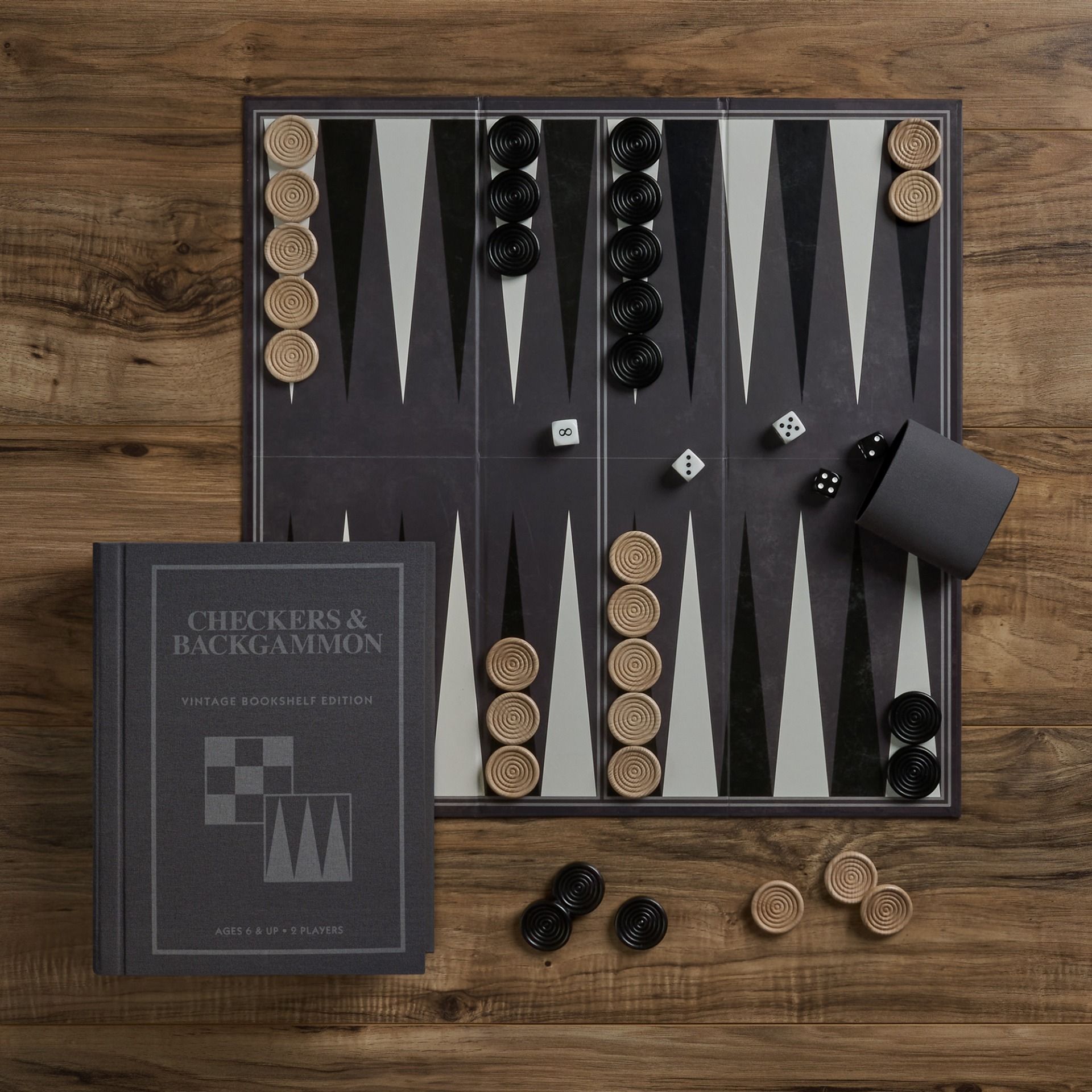 Checkers & Backgammon Vintage Bookshelf Game