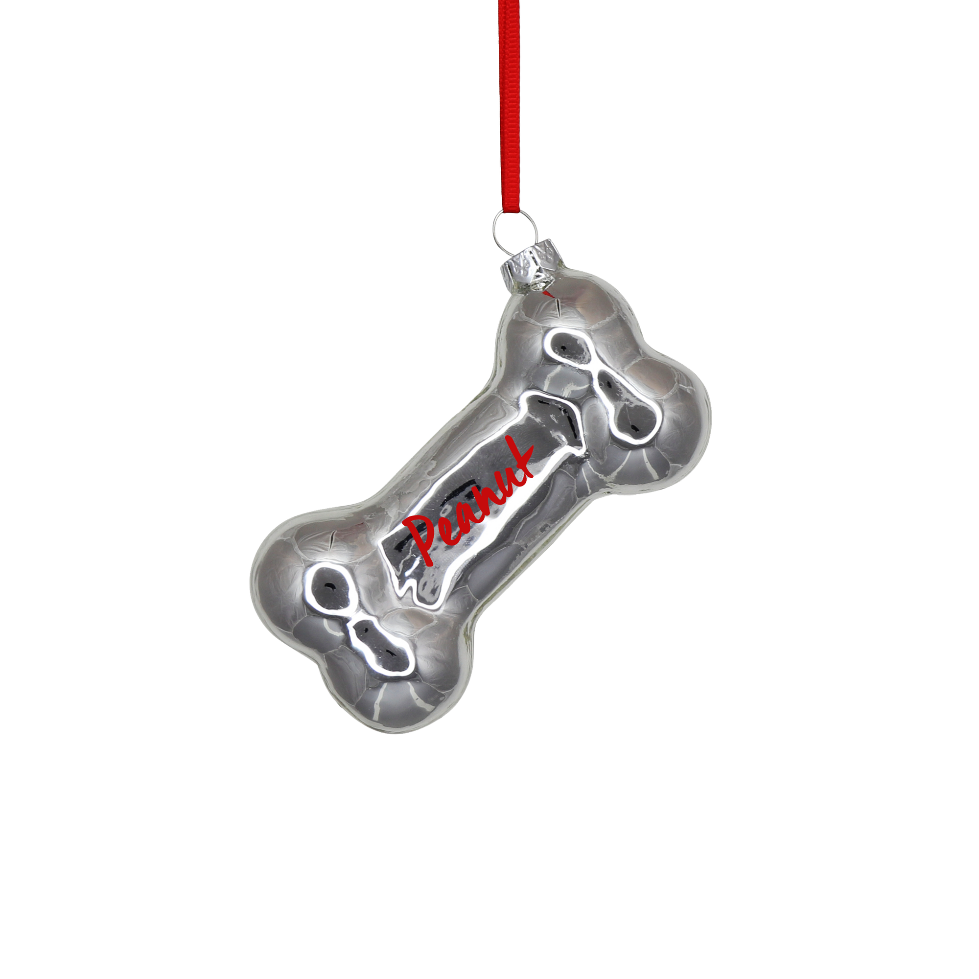 Dog Bone Decoration Silver, Personalisable