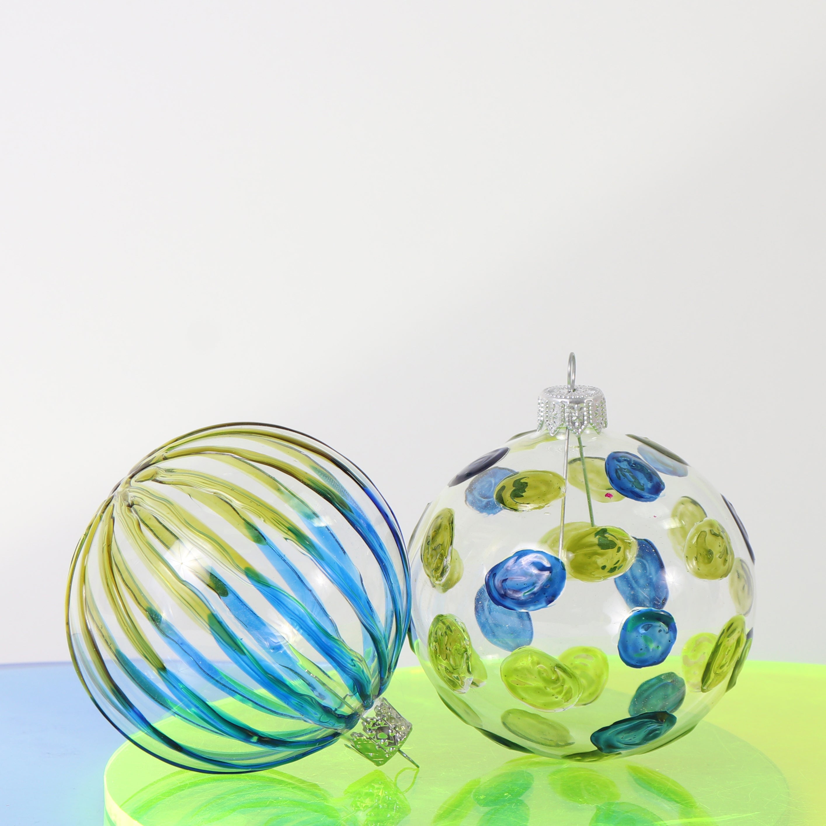 Spot Blue & Green Bauble, 8cm