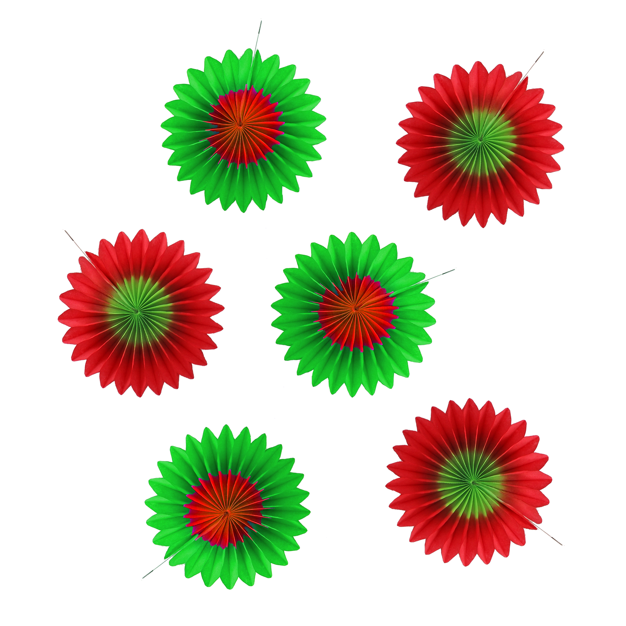 Mini Fan Red & Green 8cm, Set of 6