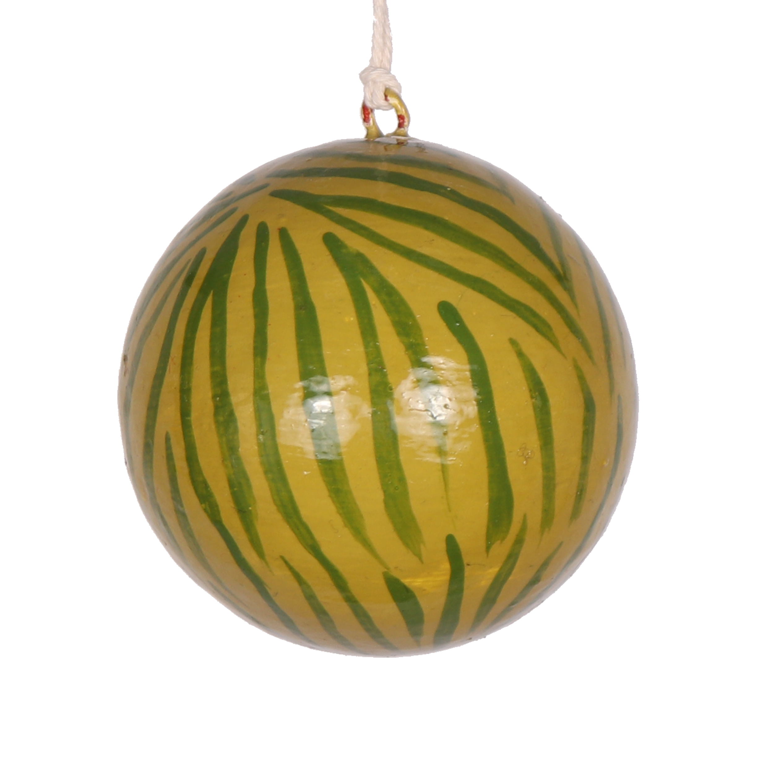 Papier Mache Animal Print Bauble Olive Pistachio, 7 cm