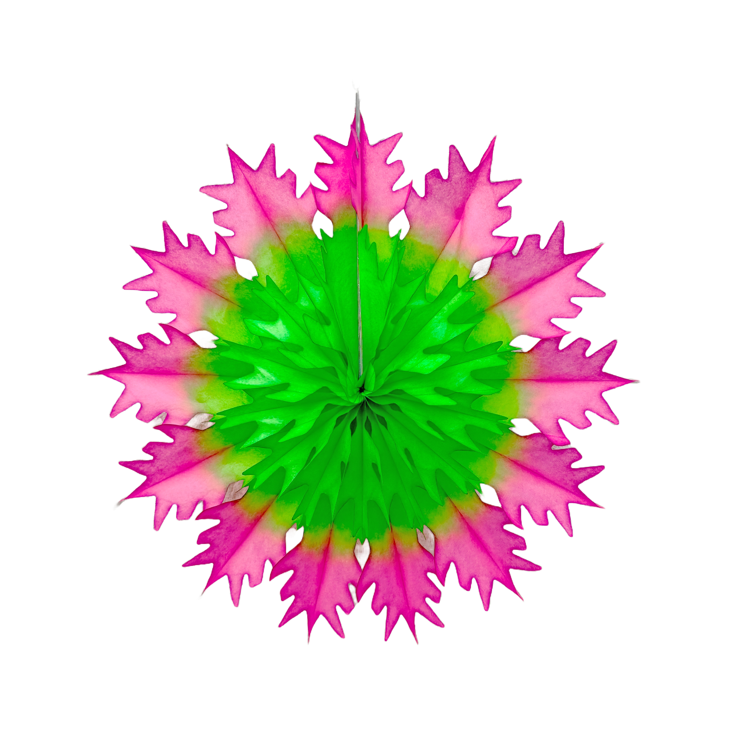 Classic Snowflake Fan 45cm, Two-Tone Pink & Green