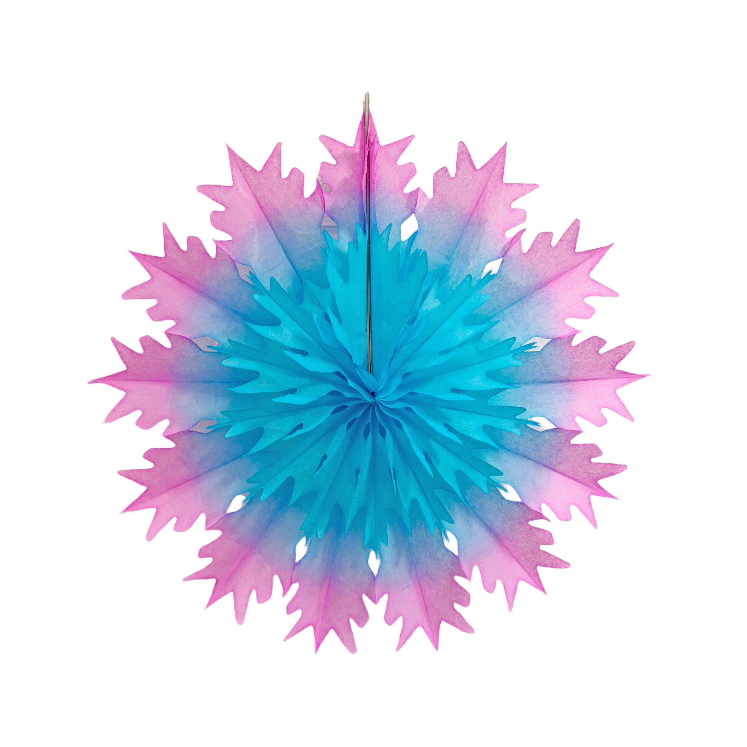 Classic Snowflake Fan 45cm, Two-Tone Pink & Blue