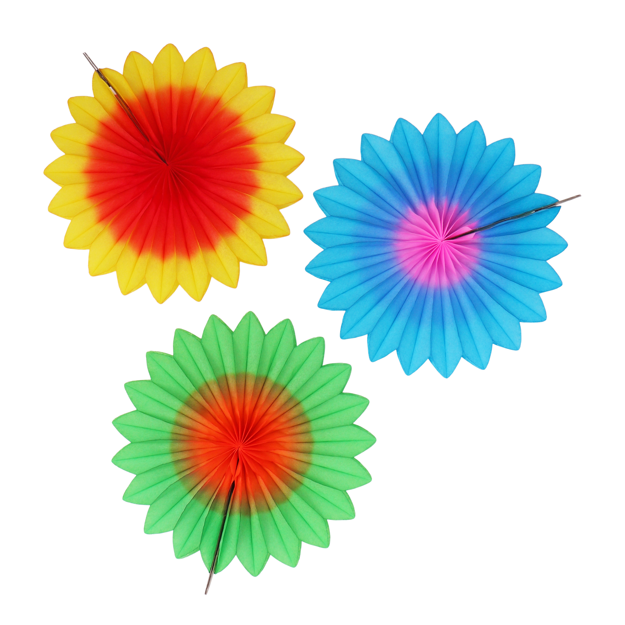 Flower Fan 15cm Bright, Set of 3