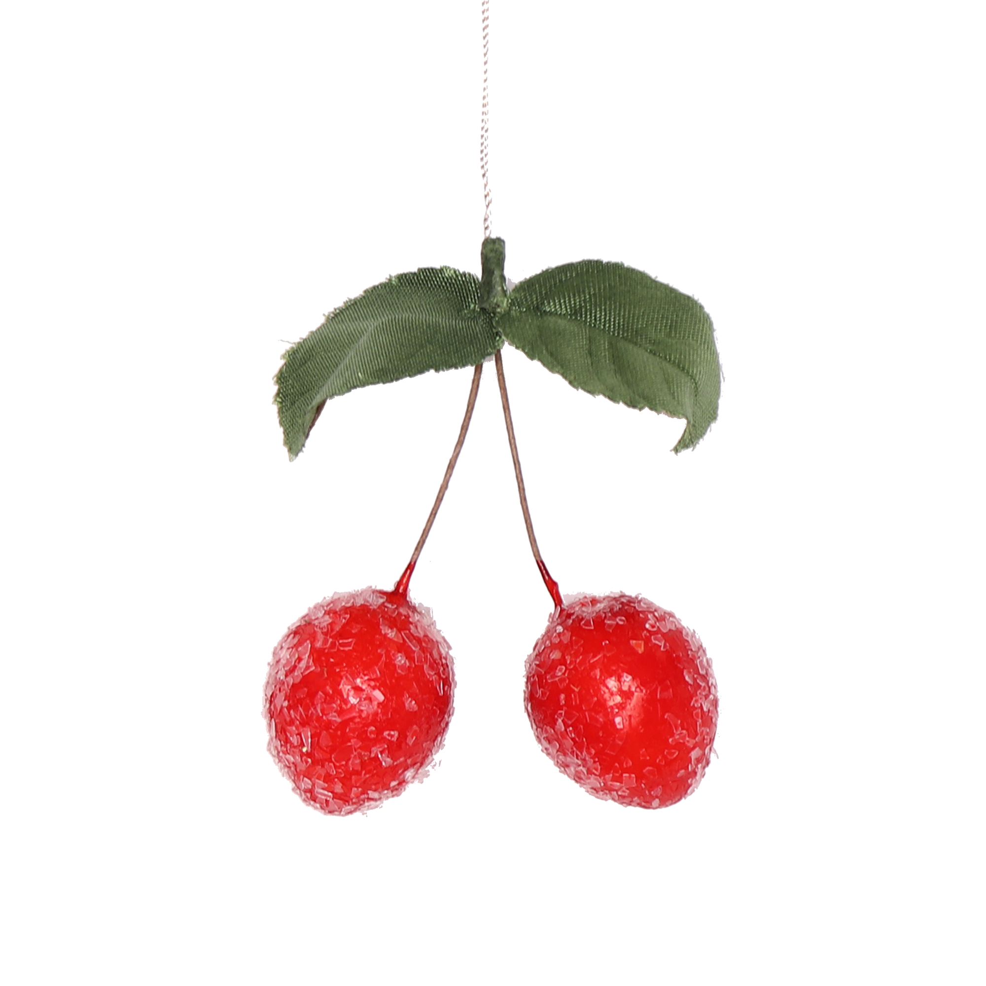 Spun Cotton Frosted Cherry Decoration, 6cm