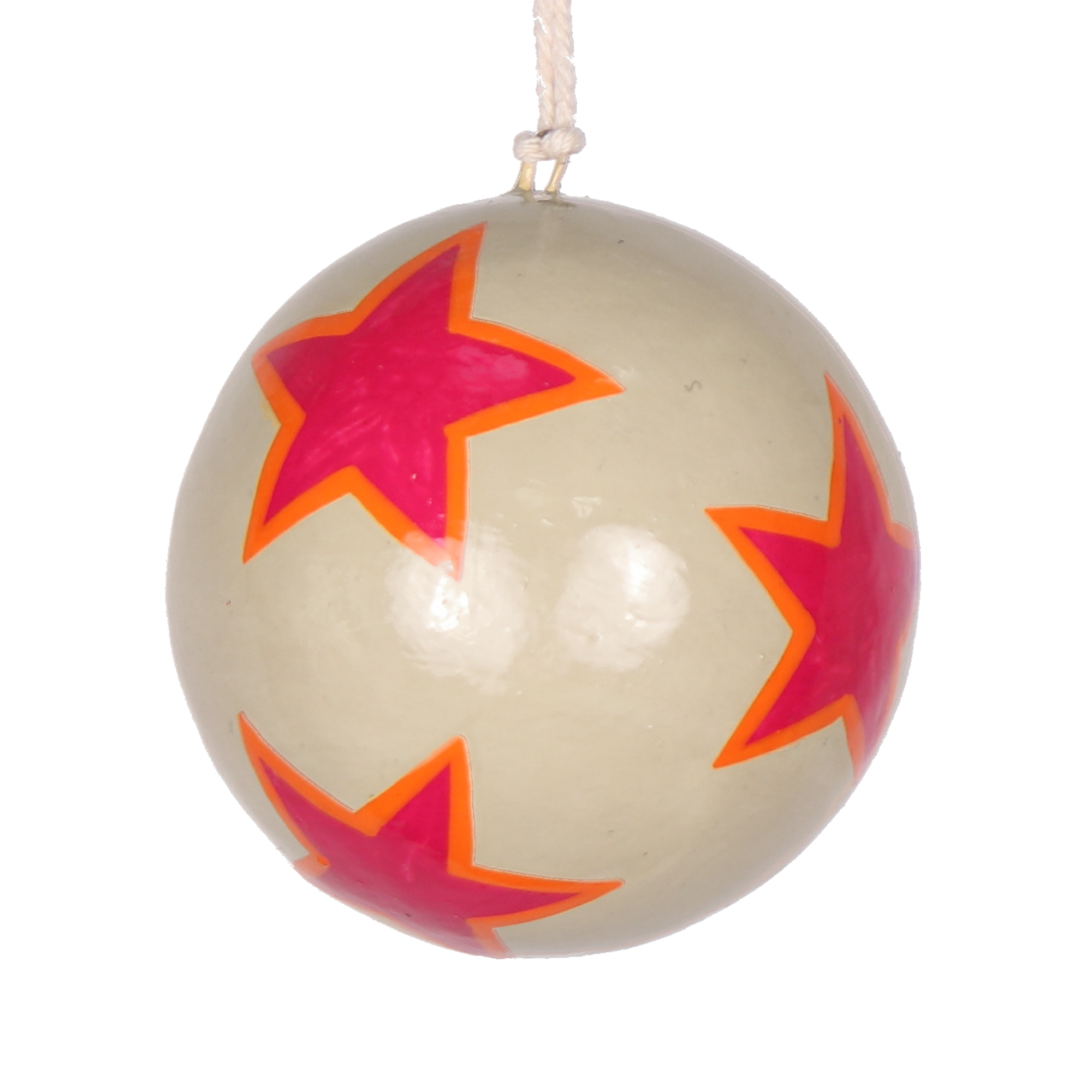 Papier Mache Star Bauble Magenta, 7 cm