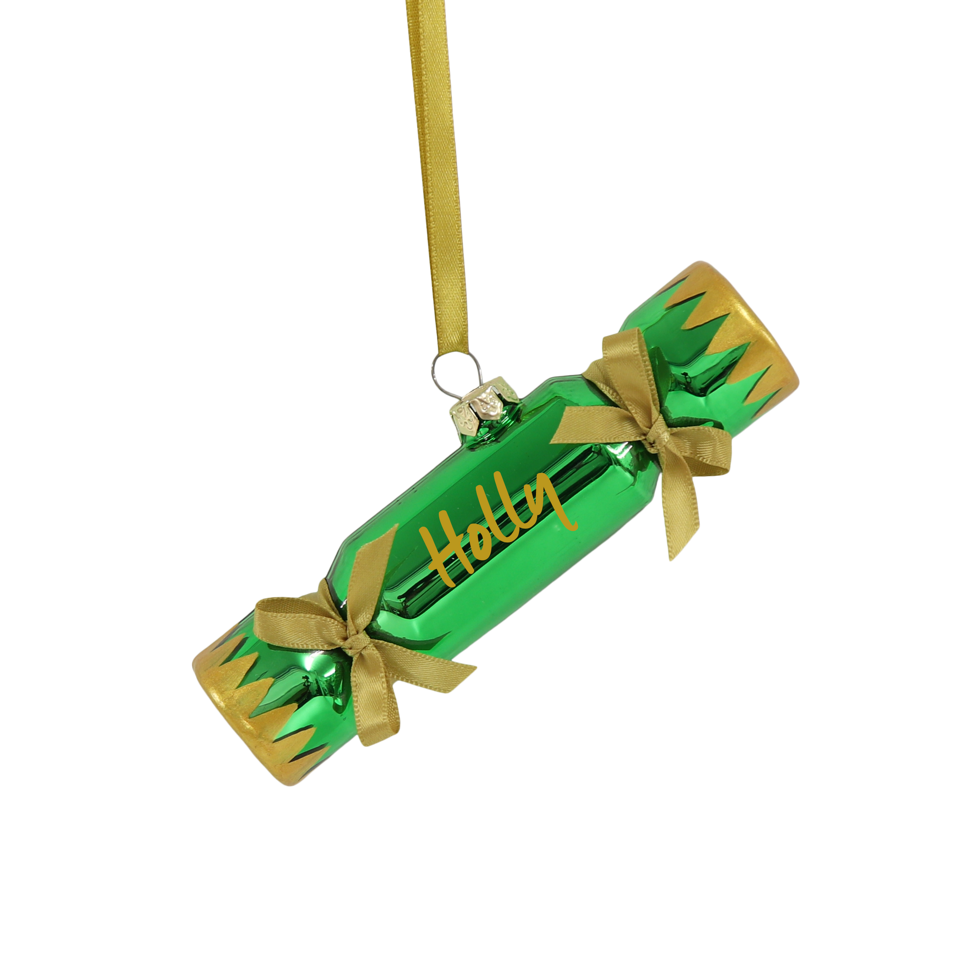 Christmas Cracker Decoration Green, Personalisable