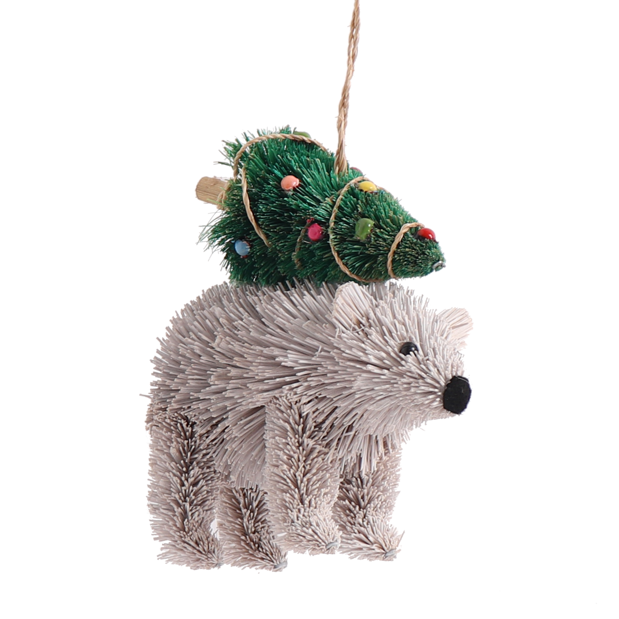 Bristle Polar Bear Decoration, 10cm