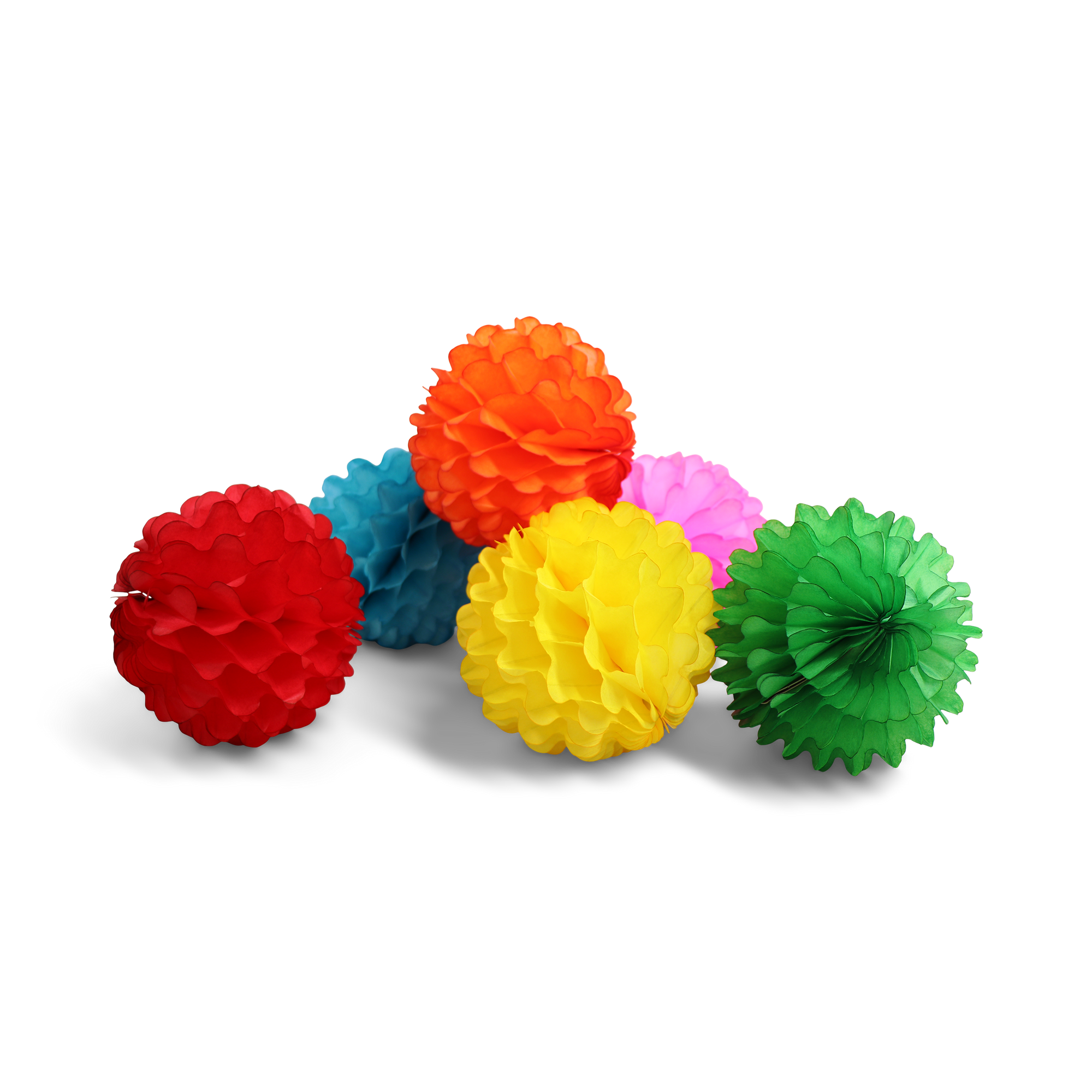 Puff Ball 10cm Rainbow, Set of 6