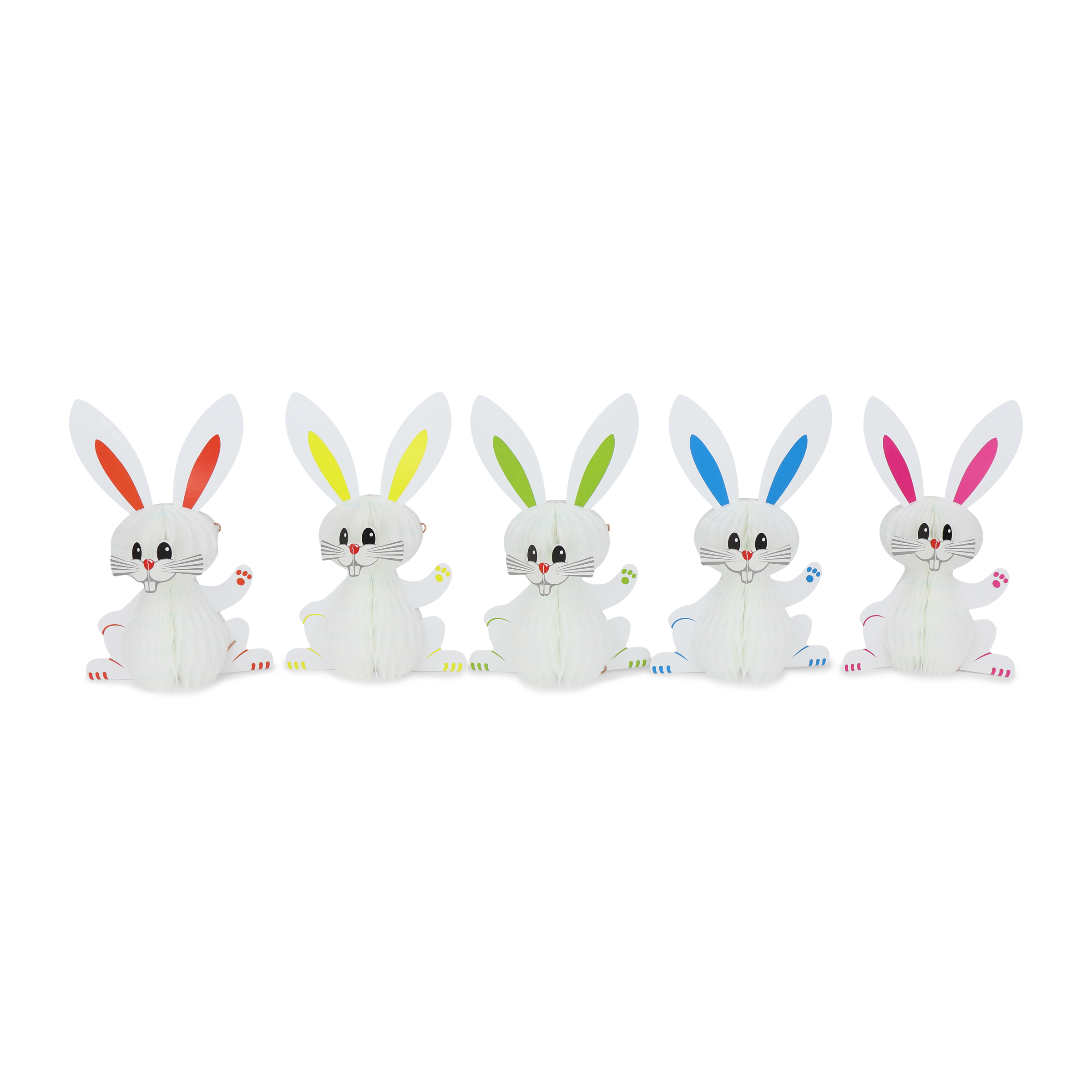 Honeycomb Bunny 15cm White, Set of 5