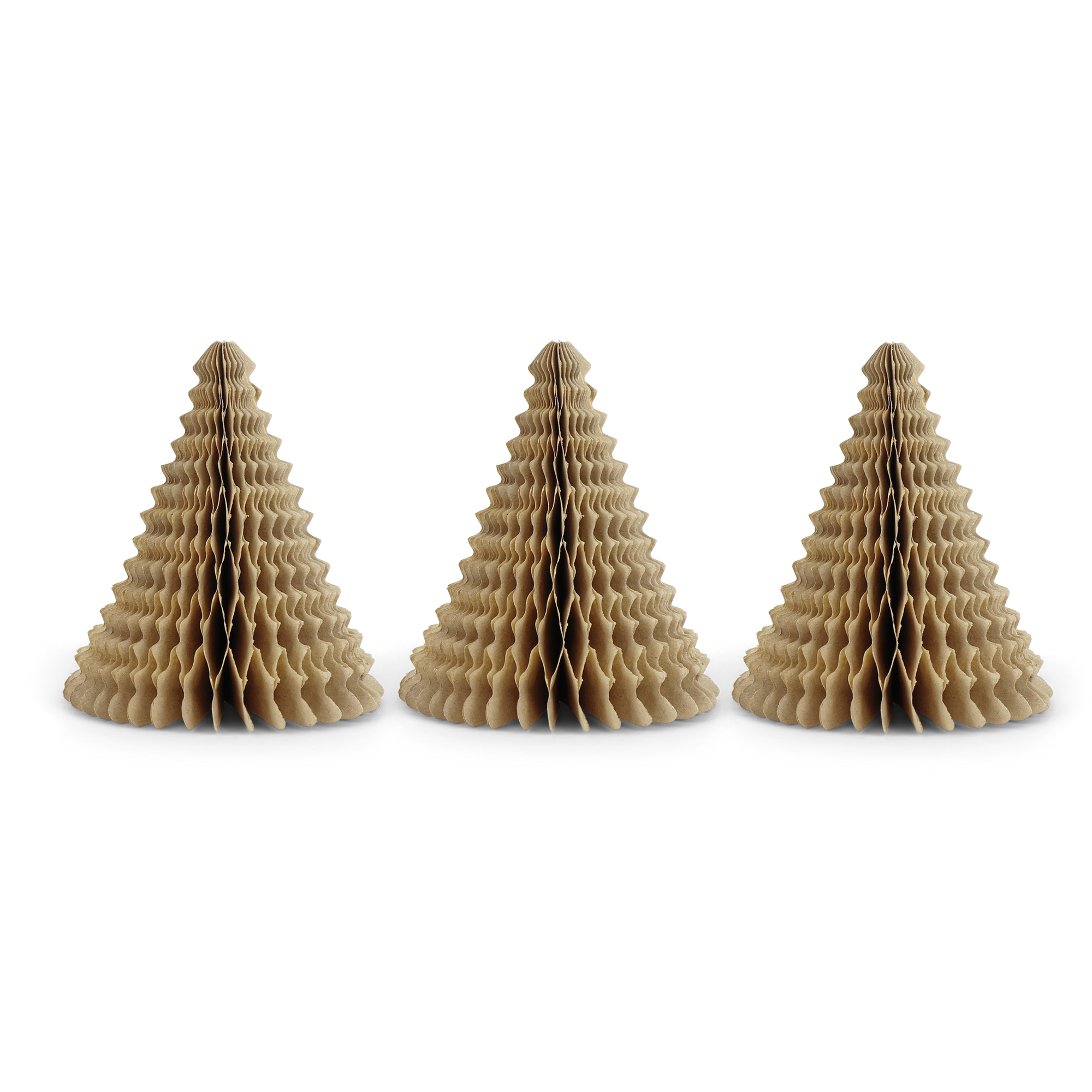 Cone Tree 10cm Kraft, Pack of 3