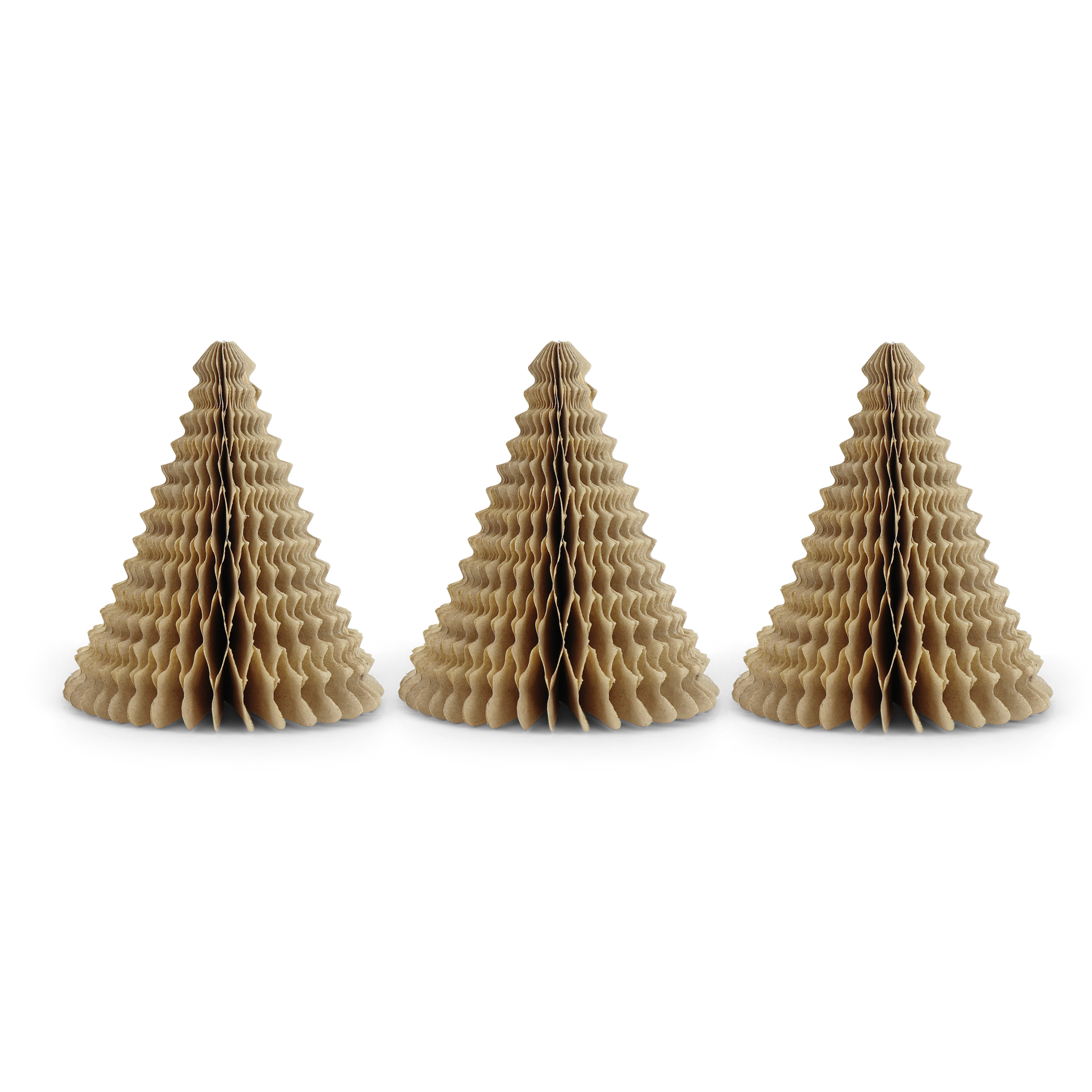 Cone Tree 10cm Kraft, Pack of 3