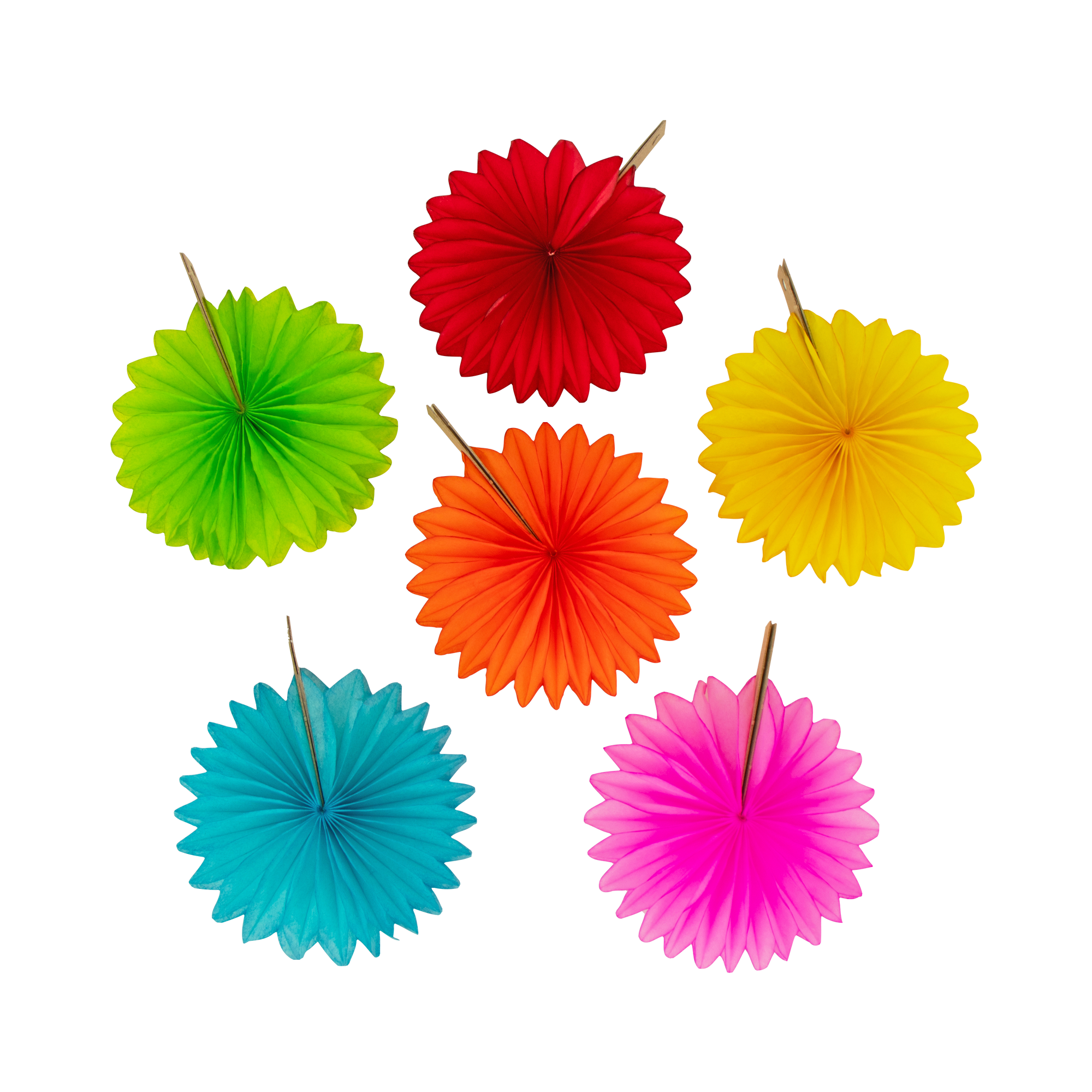 Mini Fan 8cm Rainbow, Set of 6