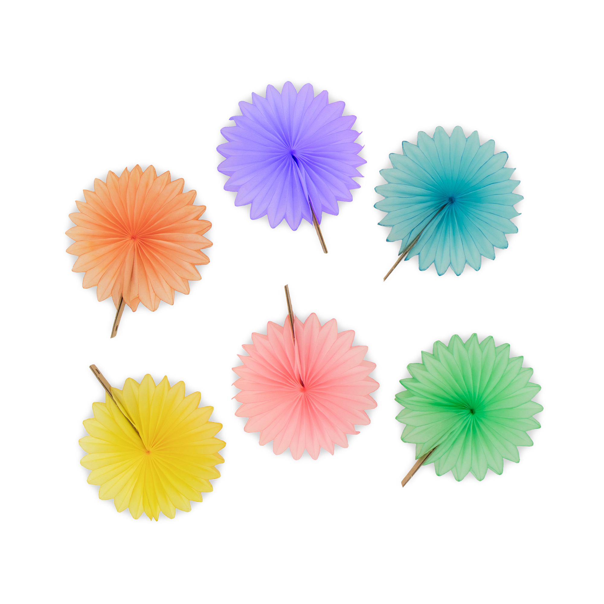 Mini Fan 8cm Pastel, Set of 6