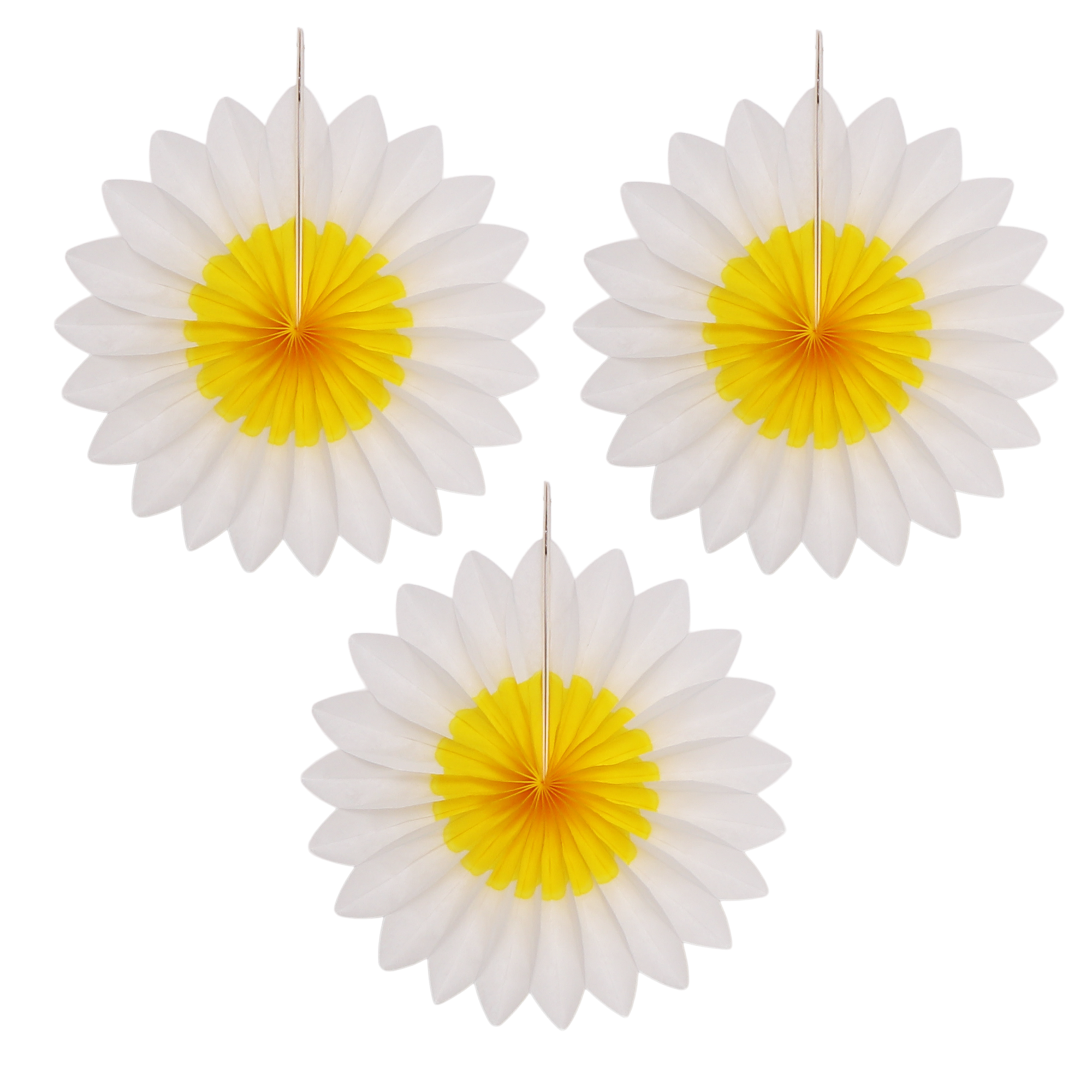 Flower Fan 15cm Daisy, Set of 3