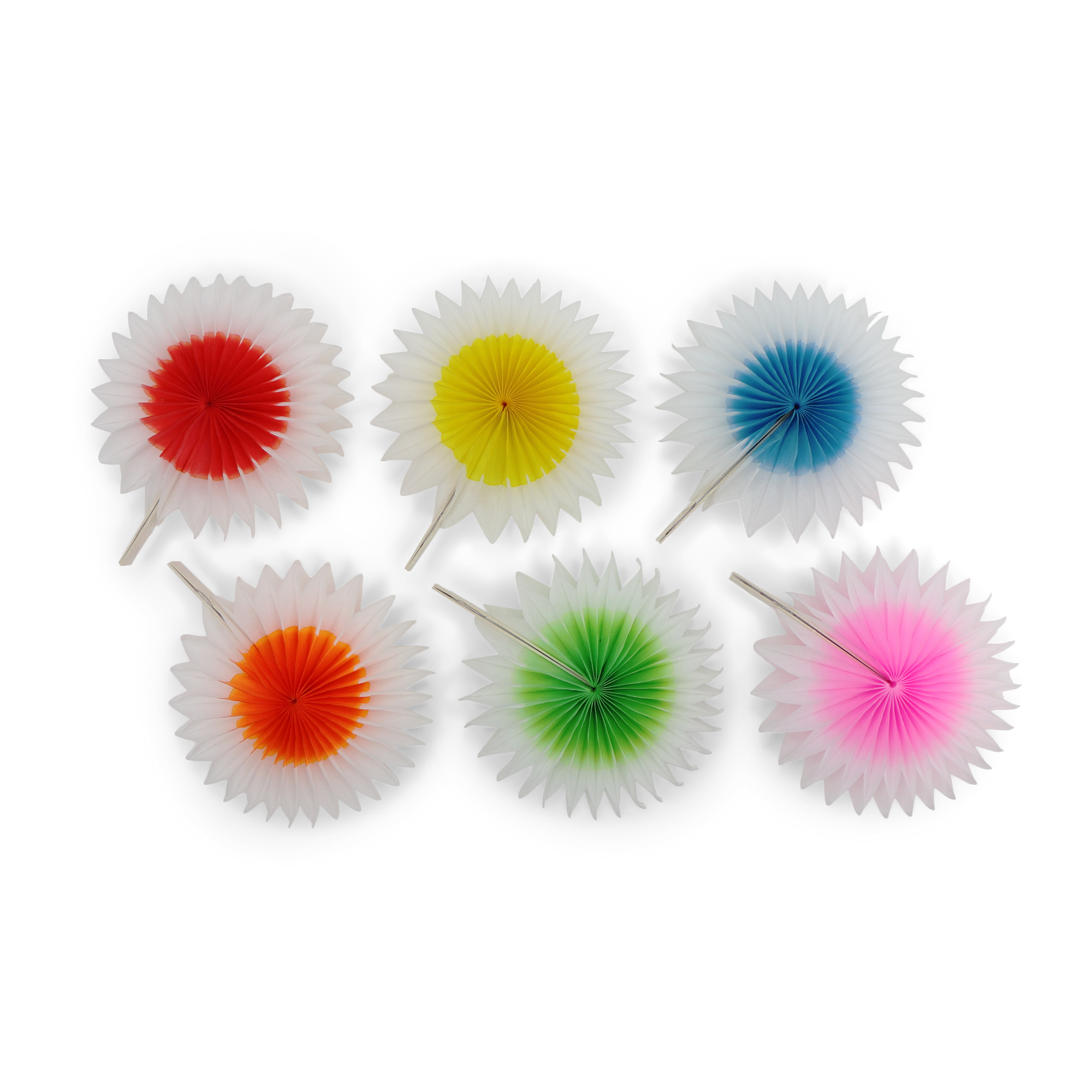 Mini Fan 8cm Rainbow Spot, Set of 6