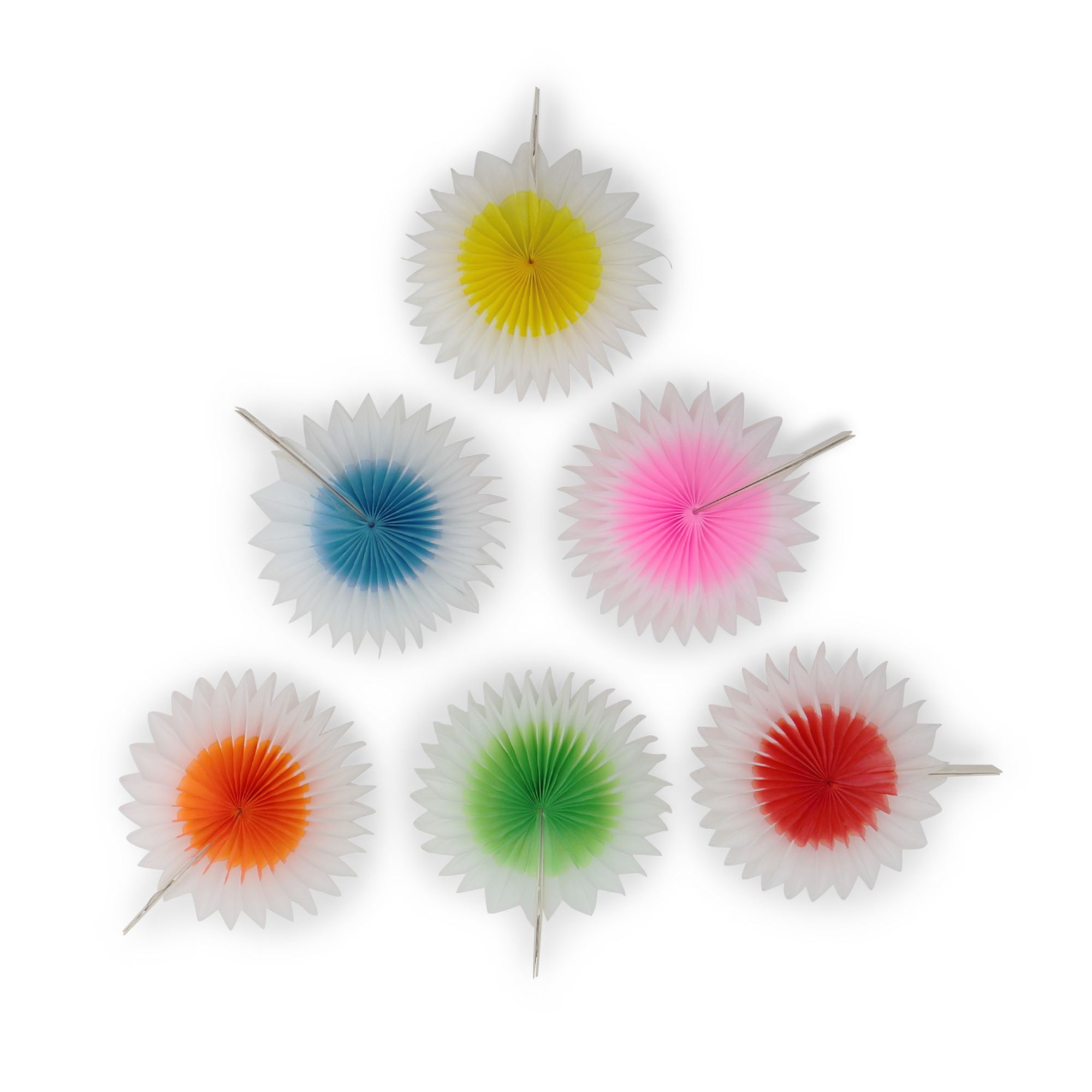 Mini Fan 8cm Rainbow Spot, Set of 6