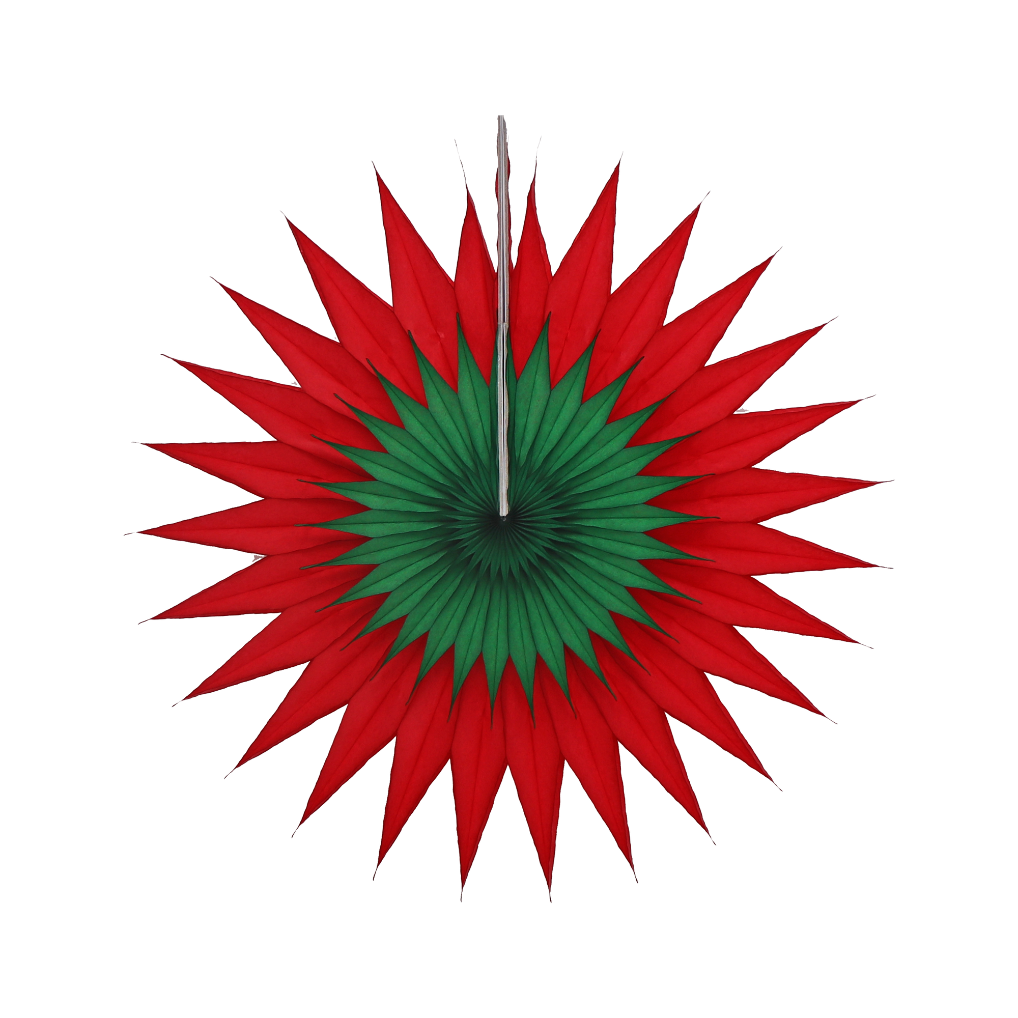 Pointed Duo Fan 30cm, Red & Green