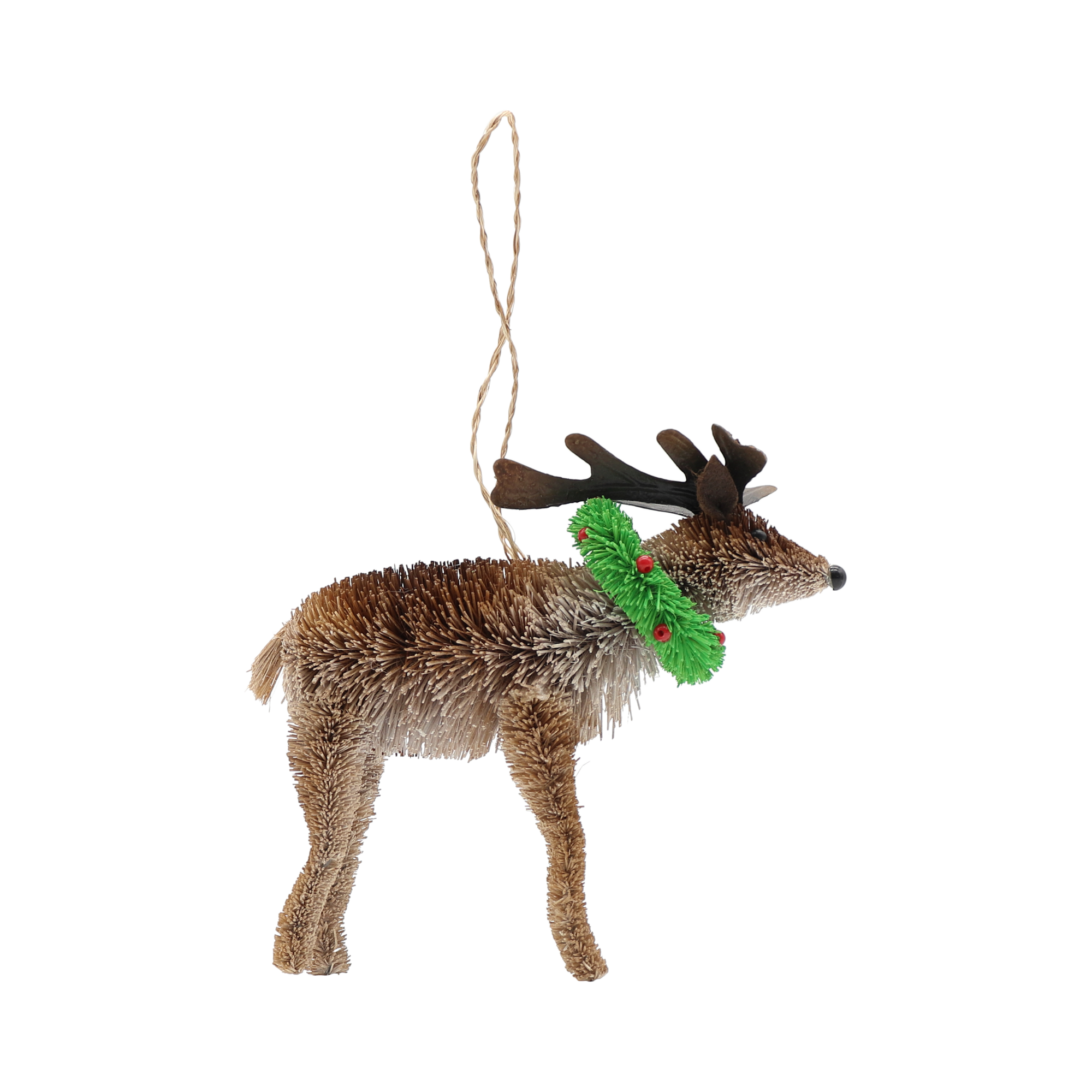 Bristle Reindeer Decoration, 14cm