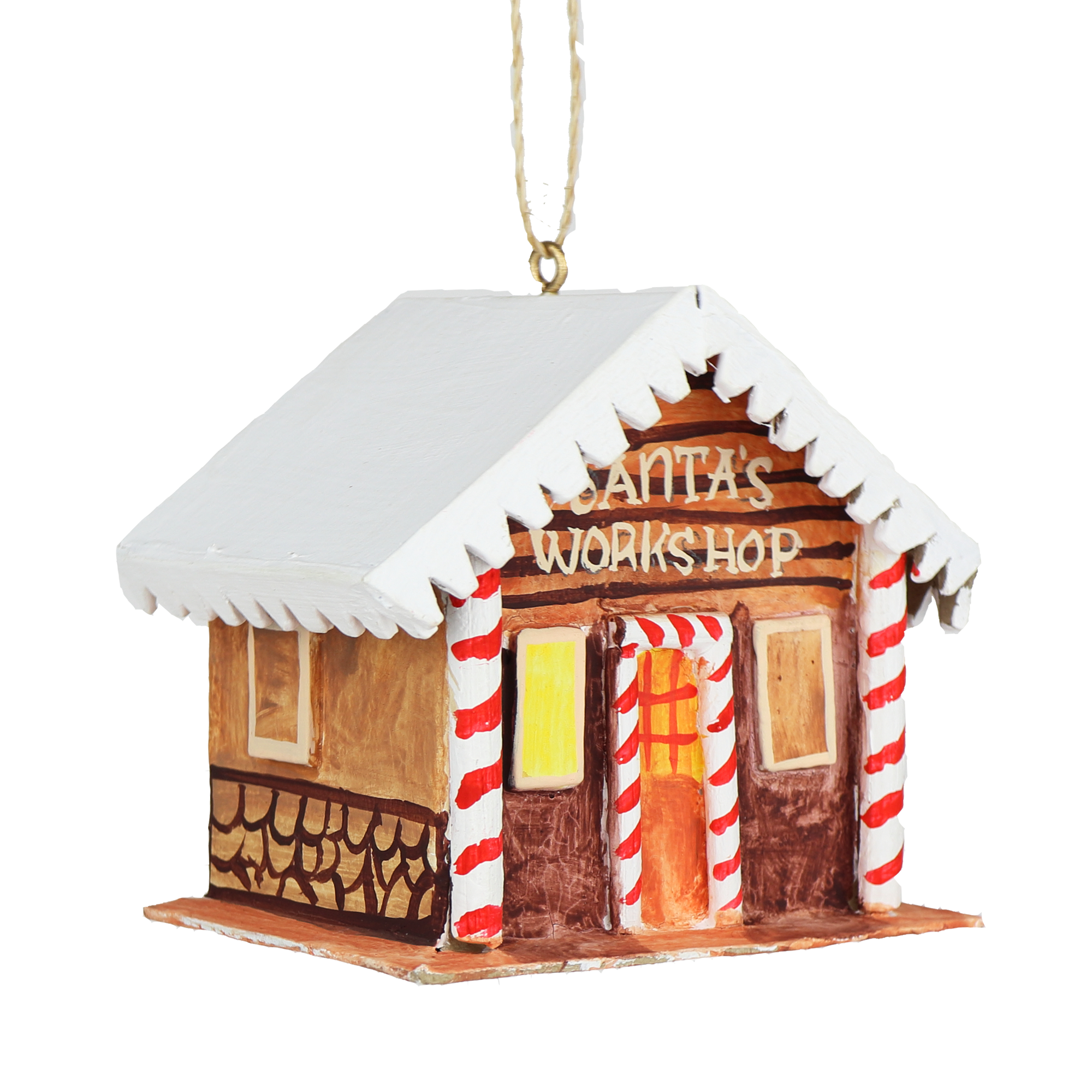 Papier Mache Santa's Workshop Decoration, 9cm