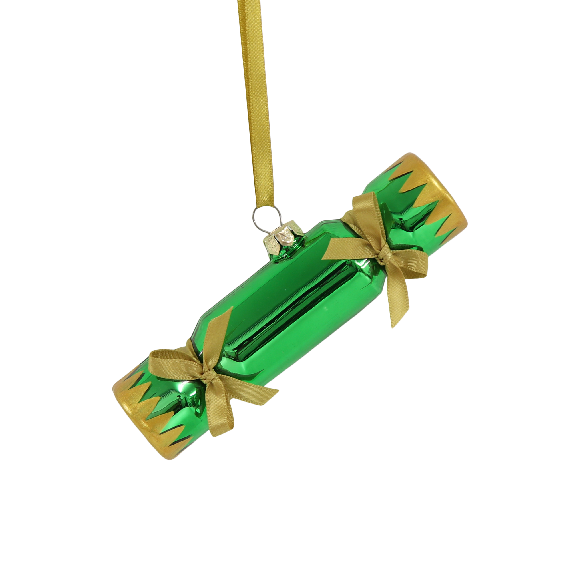 Christmas Cracker Decoration Green, Personalisable