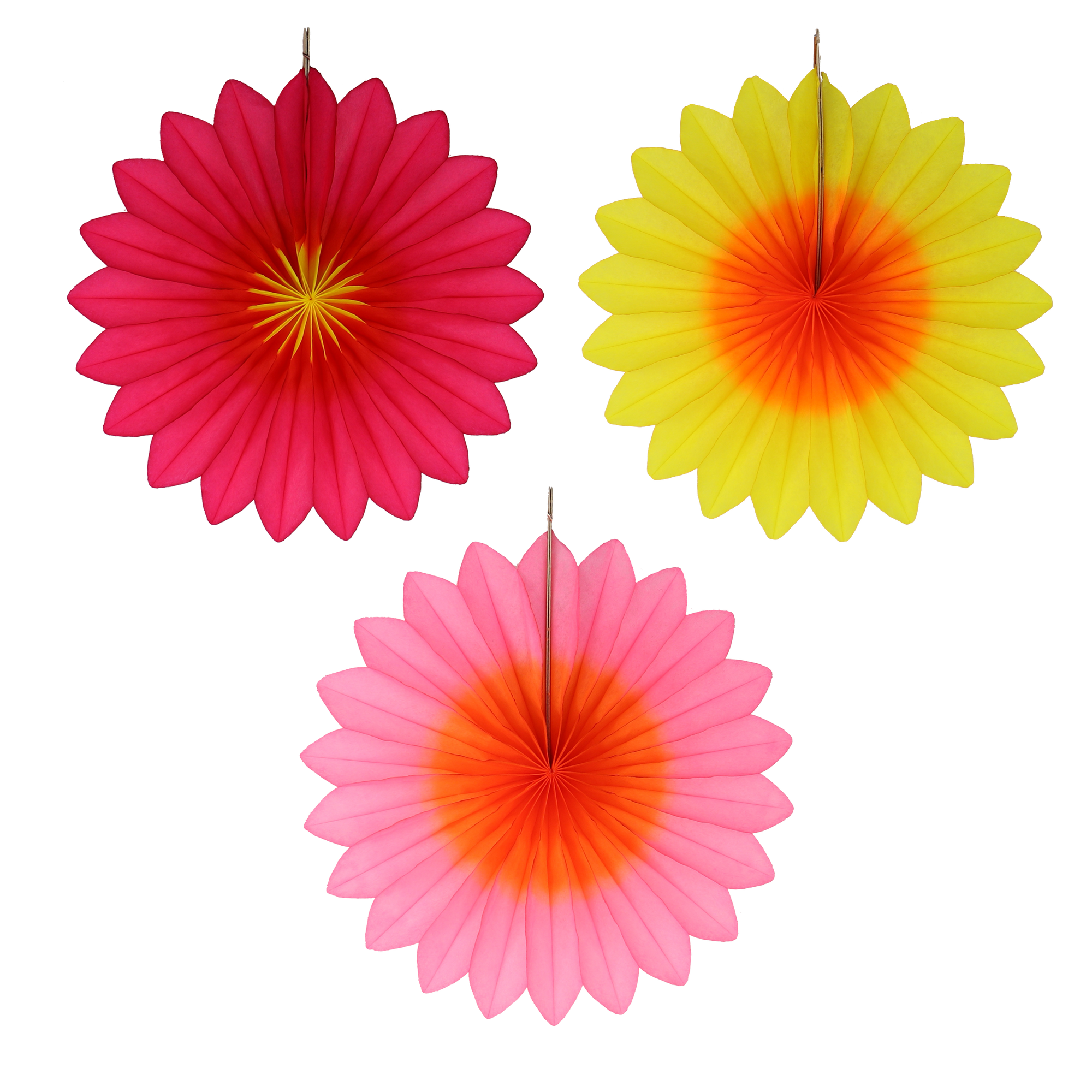 Flower Fan 15cm Two-Tone Sunset, Set of 3